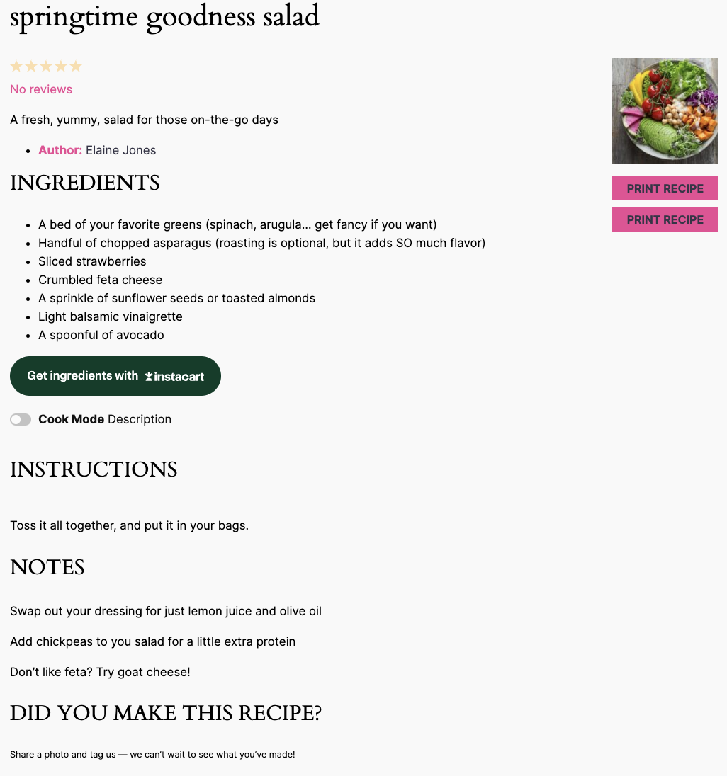 Tasty Recipes Default Recipe Card Example